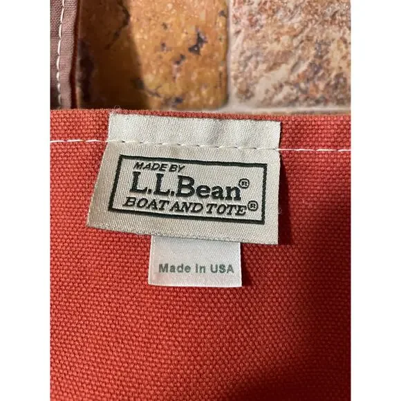 L.L.Bean Boat and Tote Bag Canvas Rust Orange Cotton USA Monogram Cooper - Picture 6 of 15